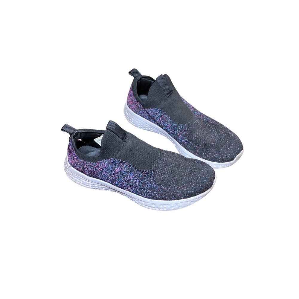 Avia Slip On Knit Sneakers Women's 9 Black Purple Blue  Casual Lightweight